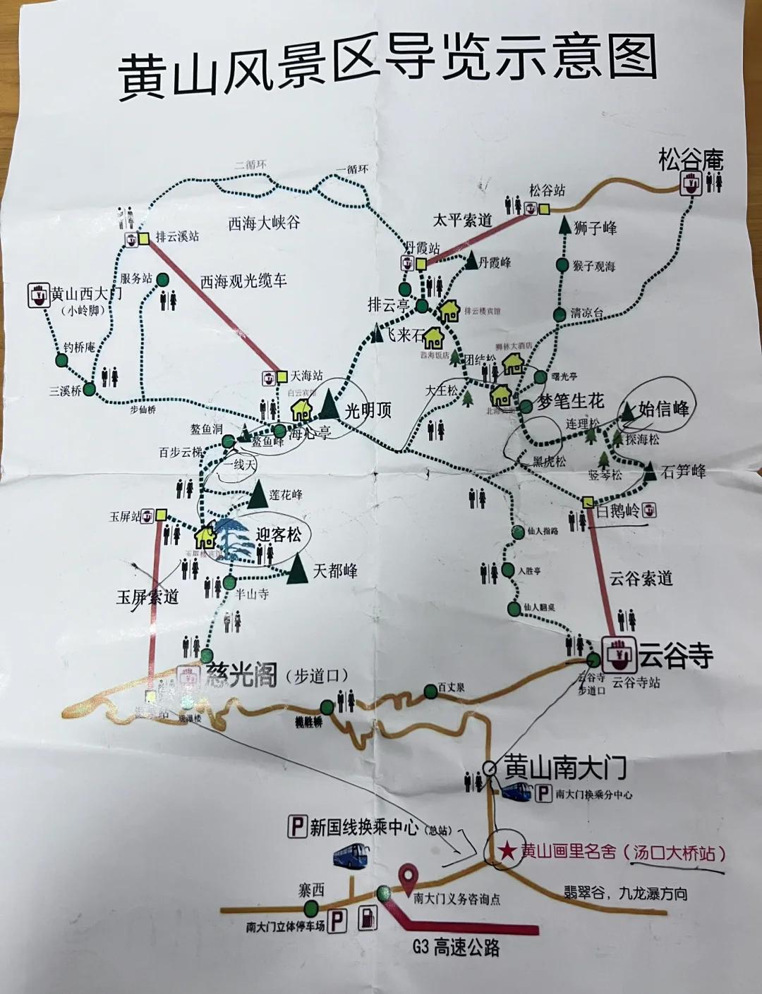 黄山旅游线路图-黄山旅游线路图手绘地图