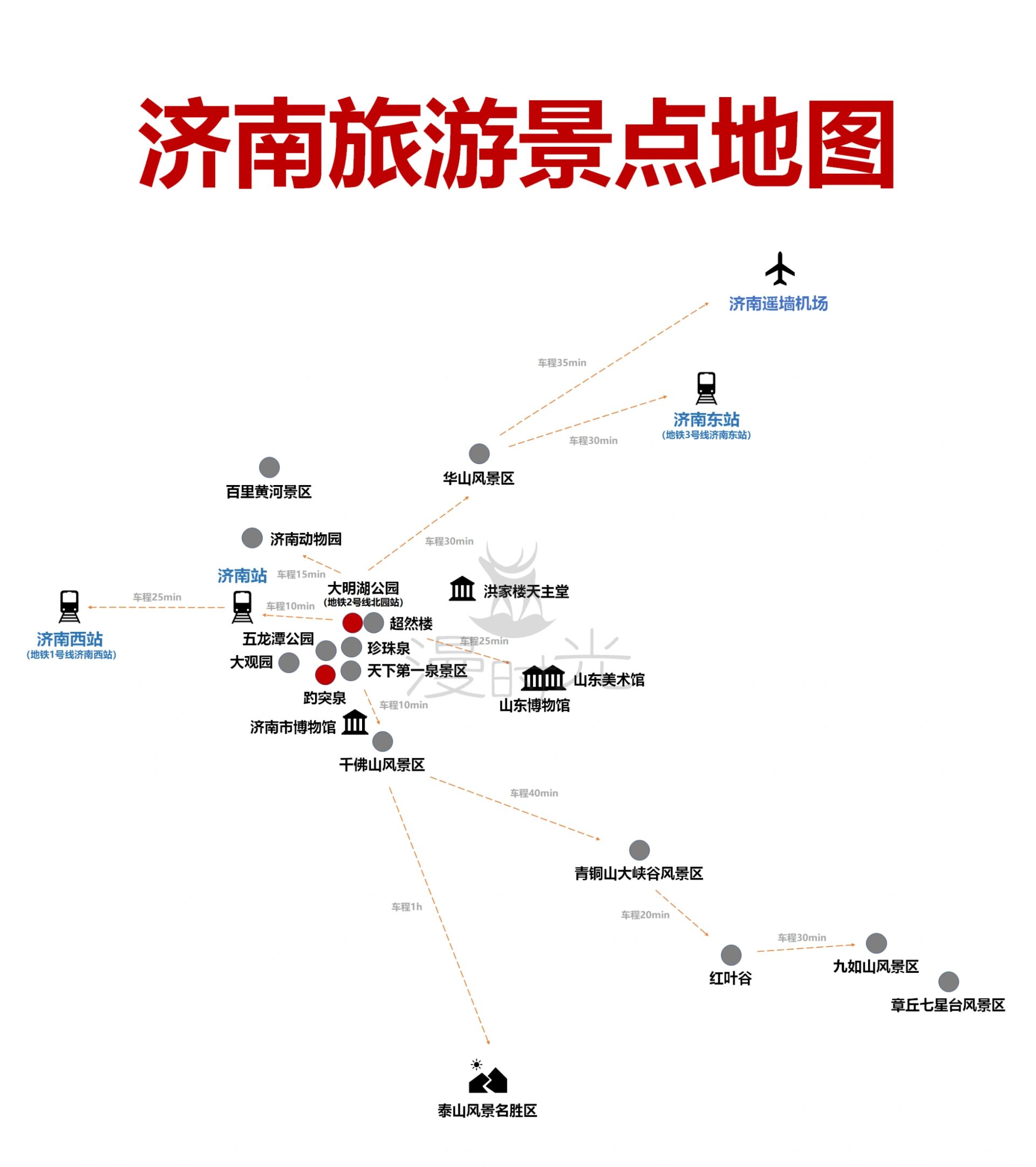 济南市旅游地图-济南周边免费景点自驾游
